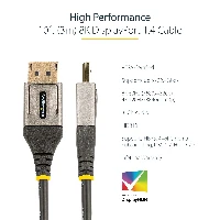 StarTech.com 10ft (3m) VESA Certified DisplayPort 1.4 Cable - 8K 60Hz HDR10 - Ultra HD 4K 120Hz Video - DP 1.4 Cable / Cord - For Monitors/Displays - DisplayPort to DisplayPort Cable - M/M, 3 m, DisplayPort, DisplayPort, Male, Male, 7680 x 4320 pixels