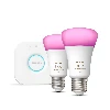 Philips Hue White and colour ambience Starter kit 2 E27 smart bulbs (1100), Smart lighting kit, White, Bluetooth/Zigbee, Integrated LED, E27, 2000 K