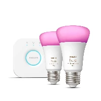 Philips Hue White and colour ambience Starter kit 2 E27 smart bulbs (1100), Smart lighting kit, White, Bluetooth/Zigbee, Integrated LED, E27, 2000 K