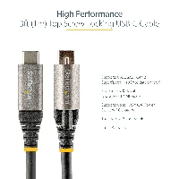 StarTech.com 3ft (1m) Top Screw Locking USB C Cable 10Gbps - USB 3.1/3.2 Gen 2 Type-C Cable - 100W (5A) Power Delivery Charging, DP Alt Mode - Single Screw Lock, USB-C Cord Charge/Sync, 1 m, USB C, USB C, USB 3.2 Gen 2 (3.1 Gen 2), 10000 Mbit/s, Black, Grey