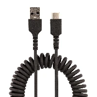 StarTech.com 1m USB A to C Charging Cable, Coiled Heavy Duty Fast Charge & Sync, High Quality USB 2.0 A to USB Type-C Cable, Rugged Aramid Fiber, Durable Male to Male USB Cable, 1 m, USB A, USB C, USB 2.0, 480 Mbit/s, Black