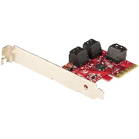 StarTech.com SATA PCIe Card - 6 Port PCIe SATA Expansion Card - 6Gbps - Low/Full Profile - Stacked SATA Connectors - ASM1166 Non-Raid - PCI Express to SATA Converter, PCIe, SATA, Red, ASMedia - ASM1166, 6 Gbit/s, 0 - 85 C