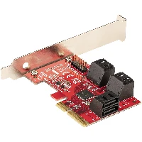 StarTech.com SATA PCIe Card - 6 Port PCIe SATA Expansion Card - 6Gbps - Low/Full Profile - Stacked SATA Connectors - ASM1166 Non-Raid - PCI Express to SATA Converter, PCIe, SATA, Red, ASMedia - ASM1166, 6 Gbit/s, 0 - 85 C