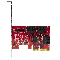 StarTech.com SATA PCIe Card - 6 Port PCIe SATA Expansion Card - 6Gbps - Low/Full Profile - Stacked SATA Connectors - ASM1166 Non-Raid - PCI Express to SATA Converter, PCIe, SATA, Red, ASMedia - ASM1166, 6 Gbit/s, 0 - 85 C