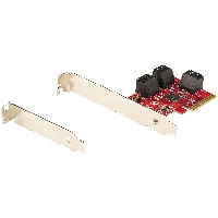 StarTech.com SATA PCIe Card - 6 Port PCIe SATA Expansion Card - 6Gbps - Low/Full Profile - Stacked SATA Connectors - ASM1166 Non-Raid - PCI Express to SATA Converter, PCIe, SATA, Red, ASMedia - ASM1166, 6 Gbit/s, 0 - 85 C