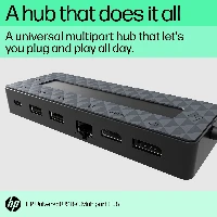 HP Universal USB-C Multiport Hub, Docking, USB 3.2 Gen 2 (3.1 Gen 2) Type-C, Black, DisplayPort, HDMI, RJ-45, USB 3.2 Gen 1 (3.1 Gen 1) Type-A, USB 3.2 Gen 1 (3.1 Gen 1) Type-C, China, Windows 10, Windows 11
