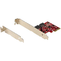StarTech.com SATA PCIe Card - 2 Port PCIe SATA Expansion Card - 6Gbps - Full/Low Profile - PCI Express to SATA Adapter/Controller - ASM1062R SATA RAID - PCIe to SATA Converter, PCIe, SATA, PCIe 2.0, Red, ASMedia - ASM1062R, 6 Gbit/s