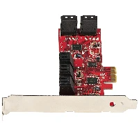 StarTech.com SATA PCIe Card - 10 Port PCIe SATA Expansion Card - 6Gbps - Low/Full Profile - Stacked SATA Connectors - ASM1062 Non-Raid - PCI Express to SATA Converter/Adapter, PCIe, SATA, PCIe 2.0, Red, ASMedia - ASM1062, 6 Gbit/s