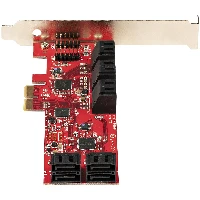 StarTech.com SATA PCIe Card - 10 Port PCIe SATA Expansion Card - 6Gbps - Low/Full Profile - Stacked SATA Connectors - ASM1062 Non-Raid - PCI Express to SATA Converter/Adapter, PCIe, SATA, PCIe 2.0, Red, ASMedia - ASM1062, 6 Gbit/s