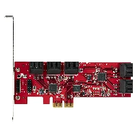 StarTech.com SATA PCIe Card - 10 Port PCIe SATA Expansion Card - 6Gbps - Low/Full Profile - Stacked SATA Connectors - ASM1062 Non-Raid - PCI Express to SATA Converter/Adapter, PCIe, SATA, PCIe 2.0, Red, ASMedia - ASM1062, 6 Gbit/s