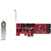 StarTech.com SATA PCIe Card - 10 Port PCIe SATA Expansion Card - 6Gbps - Low/Full Profile - Stacked SATA Connectors - ASM1062 Non-Raid - PCI Express to SATA Converter/Adapter, PCIe, SATA, PCIe 2.0, Red, ASMedia - ASM1062, 6 Gbit/s