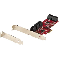 StarTech.com SATA PCIe Card - 10 Port PCIe SATA Expansion Card - 6Gbps - Low/Full Profile - Stacked SATA Connectors - ASM1062 Non-Raid - PCI Express to SATA Converter/Adapter, PCIe, SATA, PCIe 2.0, Red, ASMedia - ASM1062, 6 Gbit/s