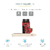 StarTech.com SATA PCIe Card - 10 Port PCIe SATA Expansion Card - 6Gbps - Low/Full Profile - Stacked SATA Connectors - ASM1062 Non-Raid - PCI Express to SATA Converter/Adapter, PCIe, SATA, PCIe 2.0, Red, ASMedia - ASM1062, 6 Gbit/s