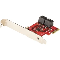 StarTech.com SATA PCIe Card - 4 Port PCIe SATA Expansion Card - 6Gbps - Low Profile Bracket - Stacked SATA Connectors - ASM1164 Non-Raid - PCI Express to SATA Converter, PCIe, SATA, PCIe 3.0, Red, ASMedia - ASM1164, 6 Gbit/s