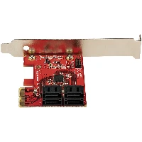 StarTech.com SATA PCIe Card - 4 Port PCIe SATA Expansion Card - 6Gbps - Low Profile Bracket - Stacked SATA Connectors - ASM1164 Non-Raid - PCI Express to SATA Converter, PCIe, SATA, PCIe 3.0, Red, ASMedia - ASM1164, 6 Gbit/s