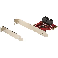 StarTech.com SATA PCIe Card - 4 Port PCIe SATA Expansion Card - 6Gbps - Low Profile Bracket - Stacked SATA Connectors - ASM1164 Non-Raid - PCI Express to SATA Converter, PCIe, SATA, PCIe 3.0, Red, ASMedia - ASM1164, 6 Gbit/s