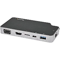 StarTech.com USB C Multiport Adapter - USB-C to 4K HDMI or VGA Video with 100W Power Delivery Pass-through, 2-Port 10Gbps USB Hub, MicroSD, GbE - USB 3.1 Gen 2 Type-C Mini/Travel Dock, Wired, USB 3.2 Gen 2 (3.1 Gen 2) Type-C, 100 W, 10,100,1000 Mbit/s, IEEE 802.3ab, IEEE 802.3i, IEEE 802.3u, Black, Grey