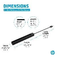 HP Slim Rechargeable Pen Charger, 169.5 mm, 21.4 mm, 16.3 mm, 53.5 g, 53.5 mm, 53.5 g