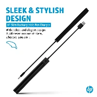 HP Slim Rechargeable Pen Charger, 169.5 mm, 21.4 mm, 16.3 mm, 53.5 g, 53.5 mm, 53.5 g
