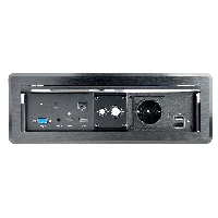 StarTech.com Conference Table Box for AV Connectivity & Power/Charging - 4K HDMI output with HDMI, DP, & VGA Inputs, GbE, Audio - Charging Station w/ 2x USB-A & 1x CE Certified EU Plug, 3840 x 2160 pixels, 1280 x 720 (HD 720), 1920 x 1080 (HD 1080), 1920 x 1200 (WUXGA), 2560 x 1600 (WQXGA), 60 Hz, Gigabit Ethernet, Black, Aluminium, Plastic, Steel