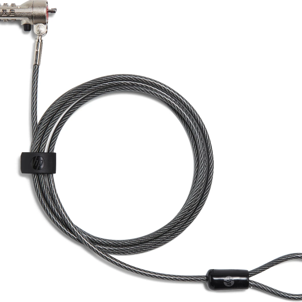HP Nano Combination Cable Lock, 1.83 m, Combination lock, Stainless steel