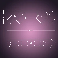 Philips Hue White and colour ambience Fugato quadruple spotlight, Smart ceiling light, Black, Bluetooth, LED, GU10, 5.5 W