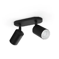 Philips Hue White and colour ambience Fugato double spotlight, Smart ceiling light, Black, Bluetooth, LED, GU10, 5.5 W