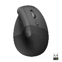 Logitech Lift Vertical Ergonomic Mouse, Right-hand, Vertical design, Optical, RF Wireless + Bluetooth, 4000 DPI, Graphite