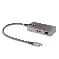 StarTech.com USB-C Multiport Adapter - 4K 60Hz HDMI - HDR - 2-Port 5Gbps USB 3.0 Hub - 100W Power Delivery Pass-Through - GbE - Works with Chromebook certified - Windows/macOS, Wired, USB 3.2 Gen 2 (3.1 Gen 2) Type-C, 100 W, 2.0b, 10,100,1000 Mbit/s, Grey