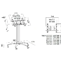 CARRELLO INCLINABILE 0/90 GRADI VESA 600400