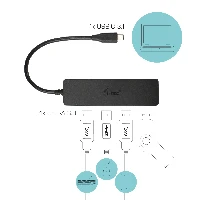 USB 3.1 TYPE C SLIM HUB 4 PORT PASSIVE - BLACK