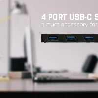 USB 3.1 TYPE C SLIM HUB 4 PORT PASSIVE - BLACK