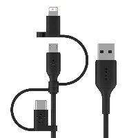 CAVO USB-A A MICRO-USB / LIGHTNING / USB-C 1M NERO