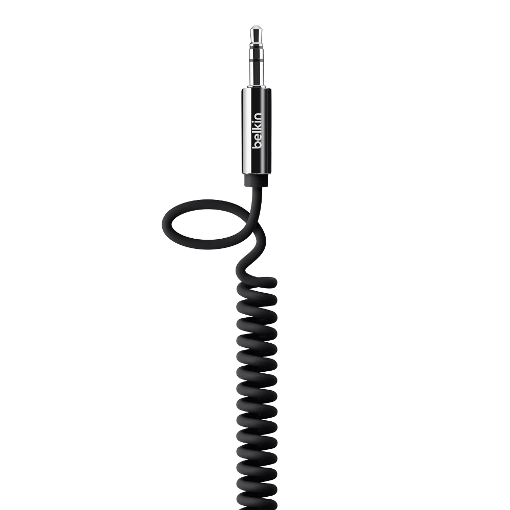 CAVO AUDIO AUX JACK 3.5MM M-M SPIRALATO 1.8M NERO