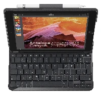 Logitech SLIM FOLIO with Integrated Bluetooth Keyboard for iPad (5th and 6th generation), QWERTY, Italian, Apple, iPad 5th, Carbon, Black, Wireless