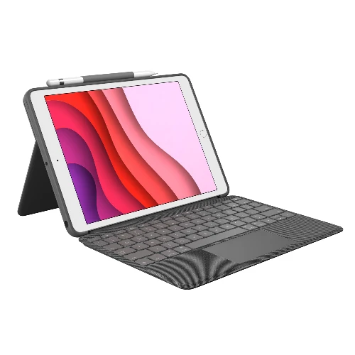 Logitech Combo Touch for iPad (7th, 8th, and 9th generation), QWERTZ, German, Touchpad, 1.8 cm, 1 mm, Apple