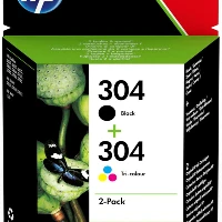 HP 304 2-pack Black/Tri-color Original Ink Cartridges, Standard Yield, Pigment-based ink, Dye-based ink, 4 ml, 2 ml, 2 pc(s)