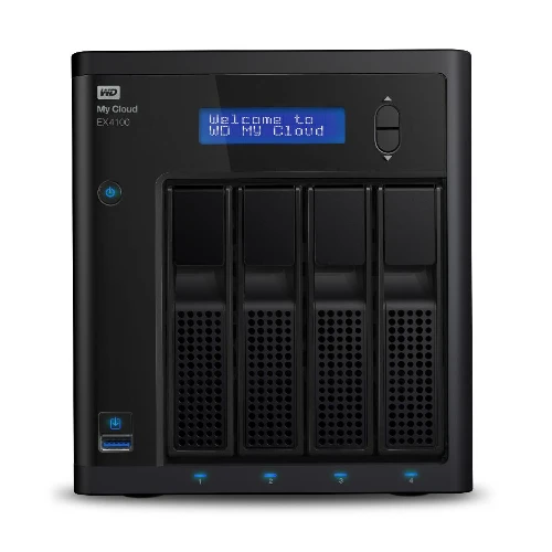 WD My Cloud EX4100 WDBWZE0000NBK - Server NAS - 4 alloggiamenti - RAID 0, 1, 5, 10, JBOD, sostituzione a caldo - RAM 2 GB - Gigabit Ethernet - iSCSI supporto