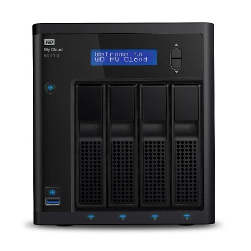 WD My Cloud EX4100 WDBWZE0000NBK - Server NAS - 4 alloggiamenti - RAID 0, 1, 5, 10, JBOD, sostituzione a caldo - RAM 2 GB - Gigabit Ethernet - iSCSI supporto