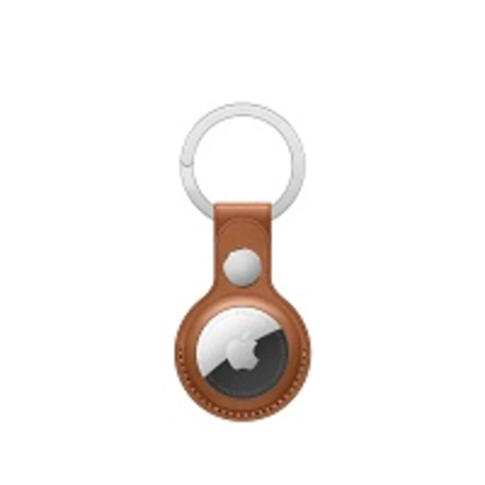 Apple - Custodia per airtag - acciaio inossidabile, pelle - marrone saddle - per AirTag