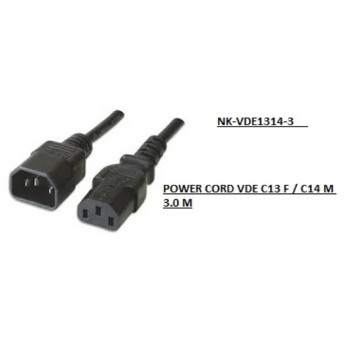 POWER CORD VDE C13/C14 M mt.3 Nero