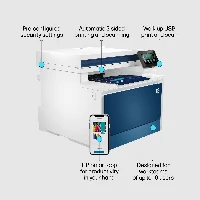 HP Color LaserJet Pro MFP 4302fdw Printer, Color, Printer for Small medium business, Print, copy, scan, fax, Wireless Print from phone or tablet Automatic document feeder, Laser, Colour printing, 600 x 600 DPI, A4, Direct printing, Blue, White