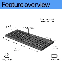 HP 225 Wireless Keyboard, 425.5 g, 441 mm, 173 mm, 32 mm, 580 g, 146.1 mm