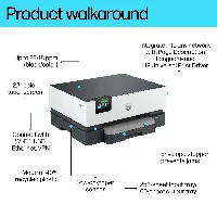 HP OfficeJet Pro 9110b Printer, Color, Printer for Home and home office, Print, Wireless Two-sided printing Print from phone or tablet Touchscreen Front USB flash drive port, Thermal inkjet, Colour printing, 4800 x 1200 DPI, A4