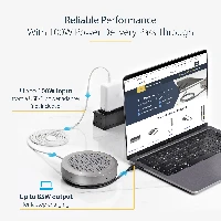 StarTech.com USB-C Speakerphone Docking Station, Mini Portable Conference Speaker and Audio Dock, USB-C to VGA/4K HDMI, 2x USB-A Hub, Mic/Speaker, Teams/Zoom/Softphone Speakerphone, Grey, Windows 10, Windows 10 Education, Windows 10 Education x64, Windows 10 Enterprise, Windows 10..., Mac OS X 10.15 Catalina, Mac OS X 11.0 Big Sur, Mac OS X 12.0 Monterey, Mac OS X 13.0 Ventura, 100 - 10000 Hz, Omnidirectional, Wired