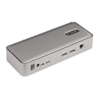 StarTech.com Dual-Laptop USB-C KVM Docking Station, Dual Monitor 4K 60Hz DisplayPort Dock, 5-Port USB Hub, GbE, 90W/45W Power Delivery to Two Laptops, Windows/Mac, 2-Host KVM Dock, 3840 x 2160 pixels, Ethernet LAN, 4K Ultra HD, 180 W, Silver