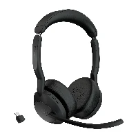 Jabra Evolve2 55 MS Stereo - Cuffie con microfono - on-ear - Bluetooth - senza fili - eliminazione rumore attivata - USB-C - nero - Zoom Certificato, Cisco Webex Certified, Certificato Alcatel-Lucent, Certificato Avaya, Certificato Unify, Certificato MFi,