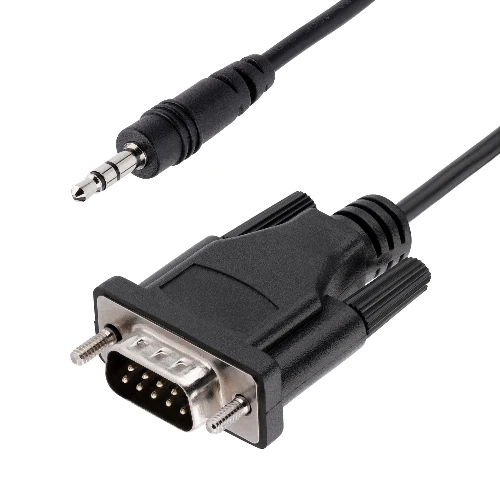 StarTech.com 3ft (1m) DB9 to 3.5mm Serial Cable for Serial Device Configuration, RS232 DB9 Male to 3.5mm Cable Used for Calibrating Projectors, Digital Signage, TVs via Audio Jack, DB-9, 3.5mm, 1 m, Black