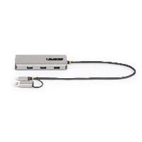 StarTech.com USB-C Multiport Adapter w/Attached USB-C to USB-A Dongle, Dual HDMI (4K30Hz/1080p60Hz), 3x USB-A 5Gbps, Mini Travel Dock, Laptop Docking Station, 1.3ft/40cm Cable, Wired, USB 3.2 Gen 1 (3.1 Gen 1) Type-C, Silver, 5 Gbit/s, 4K Ultra HD, 3840 x 2160 pixels