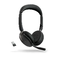 Jabra Evolve2 65 Flex MS Stereo - Cuffie con microfono - on-ear - Bluetooth - senza fili - eliminazione rumore attivata - USB-A - nero - con wireless charging pad - Certificato per i team Microsoft